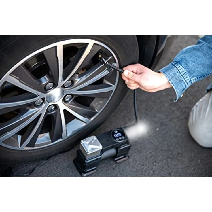 Dunlop Digitaler Luftkompressor - Luftpumpe 150PSI/10Bar - Inkl. 3 Aufsätze - Digitale LED Anzeige - Schwarz – Bild 8