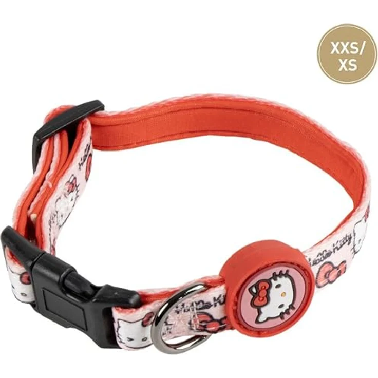 Cerda Hello Kitty Hunde-Halsband, verstellbar, robust & bequem aus 100% Polyester, XXS/XS – Bild 1