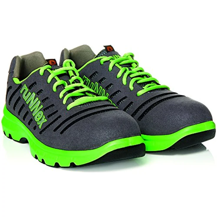 BIG Arbeitsschutz RUNNEX® S1P-ESD-Sicherheitshalbschuhe FlexStar, metallfrei, rutschhemmende SRC-Laufsohle, AIRSTREAM-Funktionsfutter, Grau-Grün, Weite 11 – Bild 7