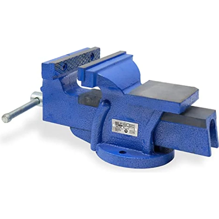 CCLIFE Schraubstock 100mm, feststehend mit 125mm Spannweite, blau, Eisen – Bild 4