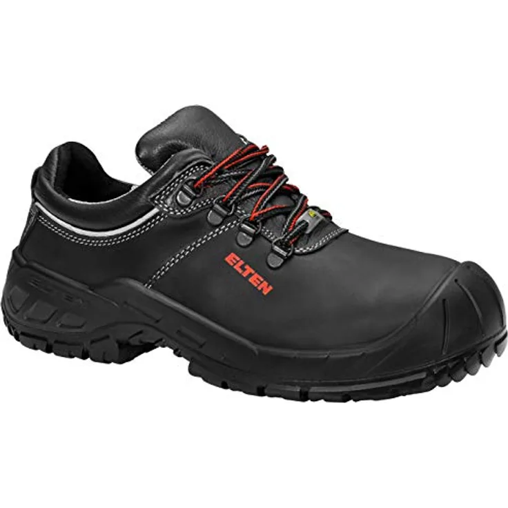 ELTEN Sicherheitsschuhe RENZO Low ESD S3, Damen und Herren, Leder, Stahlkappe, leicht, robust, Schwarz, Größe: 39