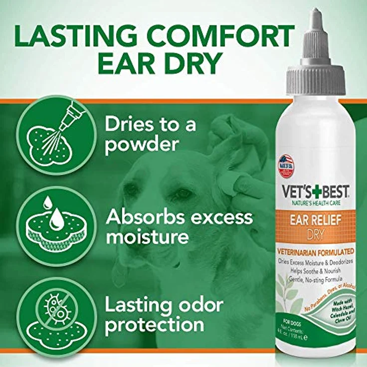 Vet's Best Dog Ear Cleaner Kit, Multi-Symptom Ohrreinigung und Linderung, alkoholfrei, mit natürlichen Inhaltsstoffen – Bild 4