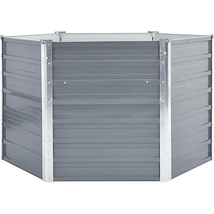 vidaXL Garten-Hochbeet Verzinkter Stahl 129x129x77 cm Grau – Bild 2