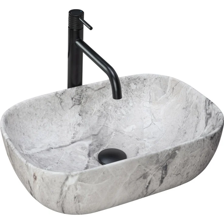wohnwerk.idee Aufsatzwaschbecken Livia Beige Grey Stone, Naturstein Beton Stein Optik für Qualitätsschätzer – Bild 1