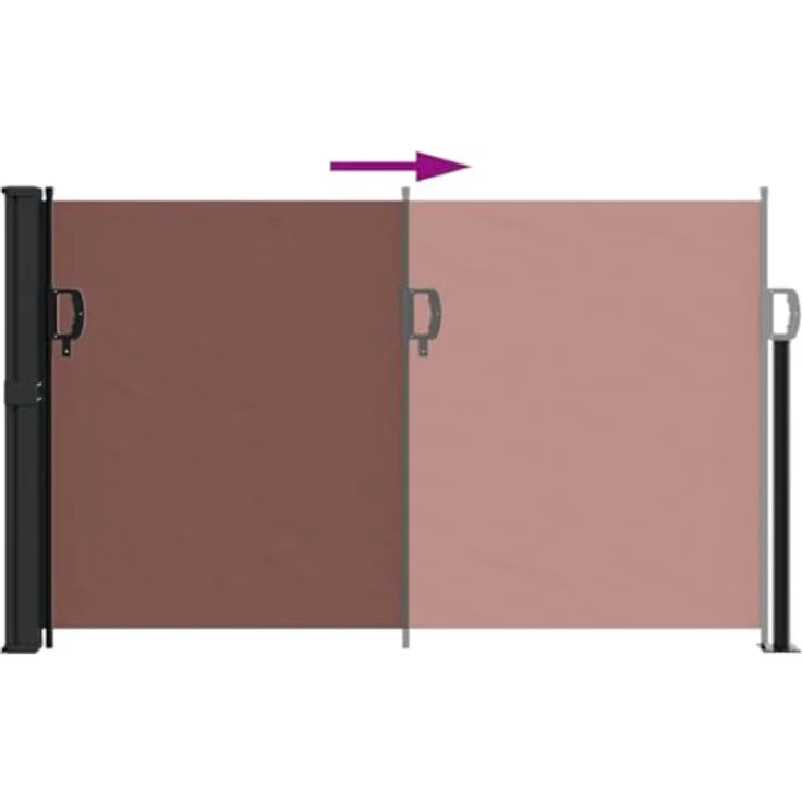 vidaXL Seitenmarkise, Wandmarkise mit PU-Beschichtung, Sichtschutz für Balkon Terrasse Garten, Windschutz Markise, Ausziehbar Braun Polyester – Bild 5