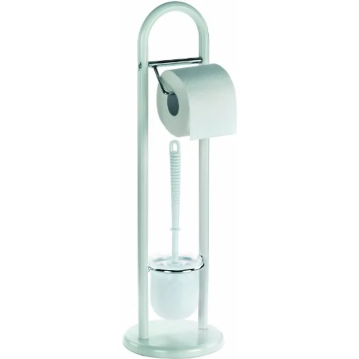 Kela 20975 Toilettengarnitur, WC-Bürstentopf und Papierhalterung, Linda, Metall, 65,5cm, Weiß