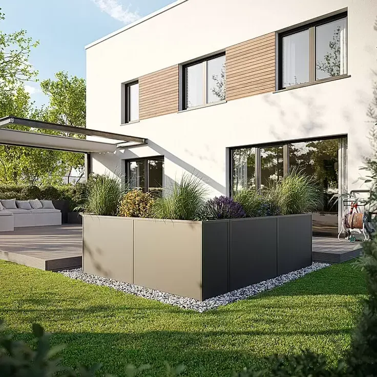 KGT Hochbeet 2,05 x 0,45 x 0,77 m, Aluminium, anthrazit, platzsparend und rostfrei, ideal für Garten und Balkon
