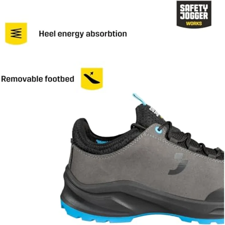 SafetyJogger Modulo Sicherheitsschuhe, grau/blau, rutschfest, atmungsaktiv, ESD, vegan – Bild 5