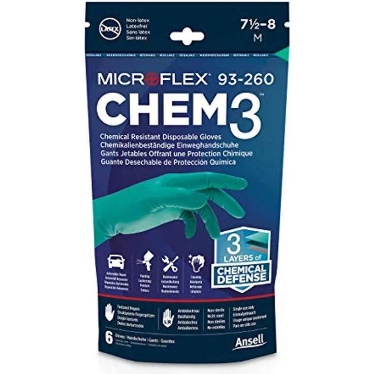 Ansell Microflex 93-260 Einmal-handschuhe aus Nitril, Chemikalien-beständig, Industrie-, Mechanik- und Heimwerkerbereich, Grün, XL 9.5-10, 6 Stück – Bild 7