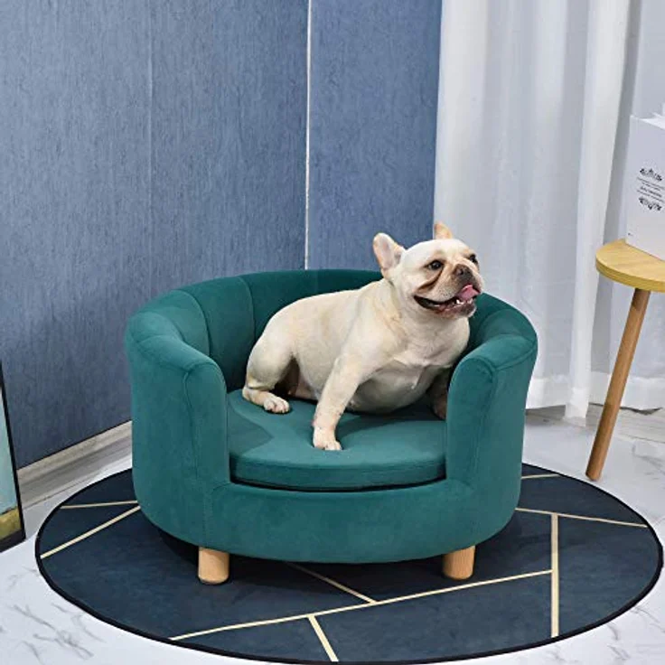 Pawhut Hundesofa mit Weichem Bezug Rundes Hundebett Haustiersofa mit Holzbeinen 65 x 64 x 37 cm - Preisvergleich – Bild 2