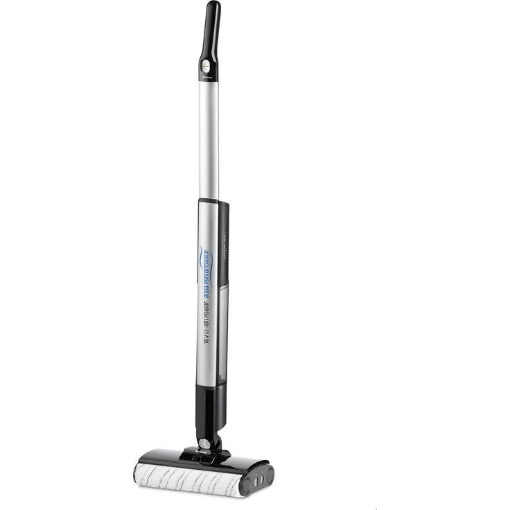 Trisa Wet Clean Comfort T9746, Nassreiniger, 60W, Schwarz, Silber, für Hartböden mit schnell trocknendem Wasserfilm und waschmaschinentauglichen Rollen