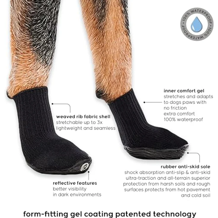 GOO EEZ Hundeschuhe für alle Jahreszeiten/Gelände, Ultras (XXL, rot) - Vollständig wasserdicht, rutschfeste Sohle, extra Dämpfung – Bild 2