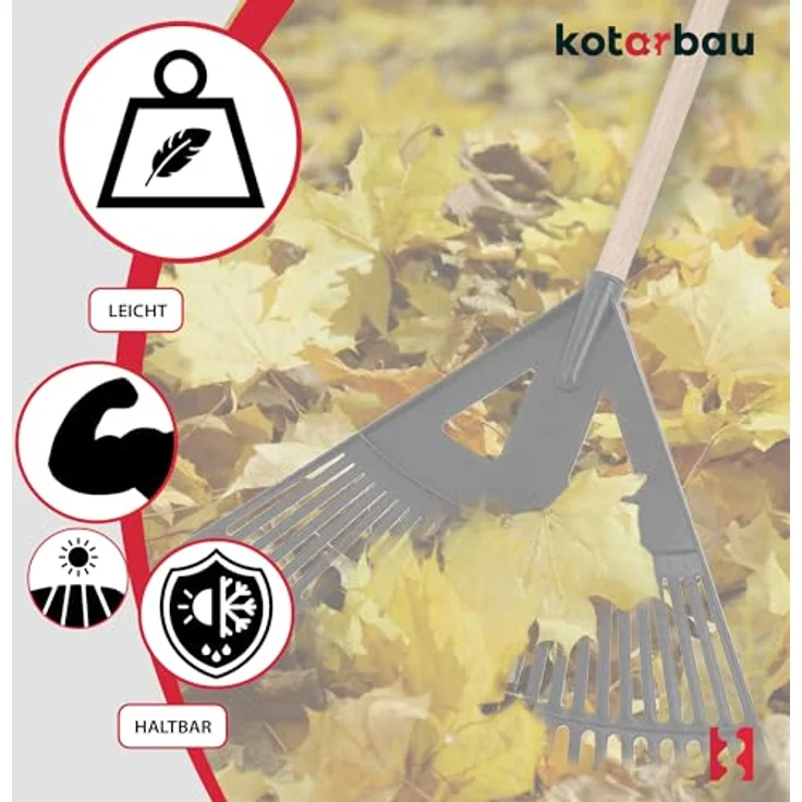 KOTARBAU® Laubrechen Kunststoff 58 cm, ohne Stiel, für Herbstlaub & Heckenschnitt, Schwarz – Bild 5