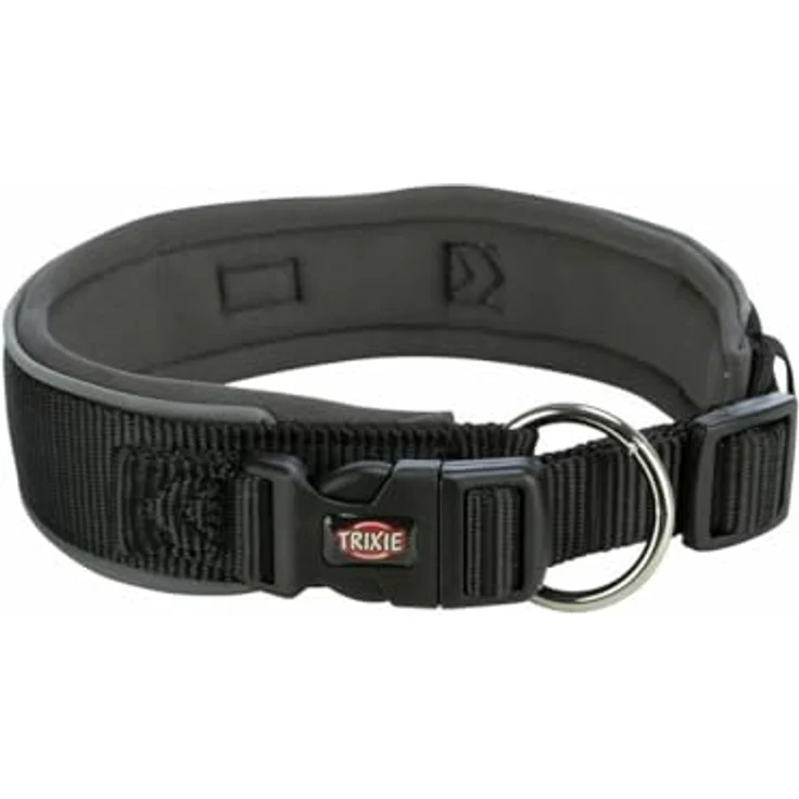 Trixie Premium-Hundehalsband, Schwarz Graphit, M/L, Verstellbar 40-48 cm – Bild 1