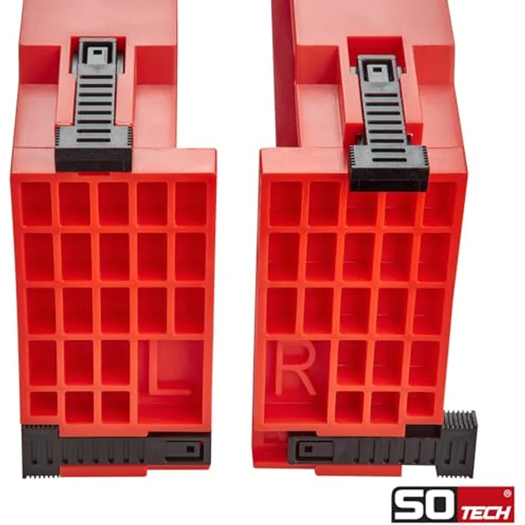 SO-TECH Montagehilfen für Schubladenauszüge, 1 Paar (links/rechts), 355 x 47,5 x 99,5 mm, rot, Einbauhilfe für Vollauszüge und Teilauszüge – Bild 4