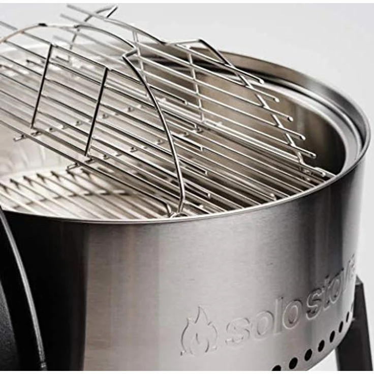 Solo Stove tragbarer Holzkohle-Grill, Inkl. Standfuß, Grillhaube, Grillwerkzeug, Schutzhülle, 1,8kg Holzkohle, 304 Edelstahl, (HxB) 74,7x55,9 cm - Silber – Bild 3