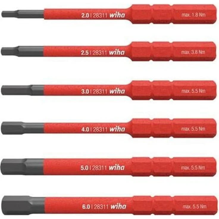 Wiha 2831B608 slimBit electric, VDE-Wechselklingen-Satz 6tlg. Innensechskant 2-6 mm, isoliert bis 1000 V AC – Bild 1