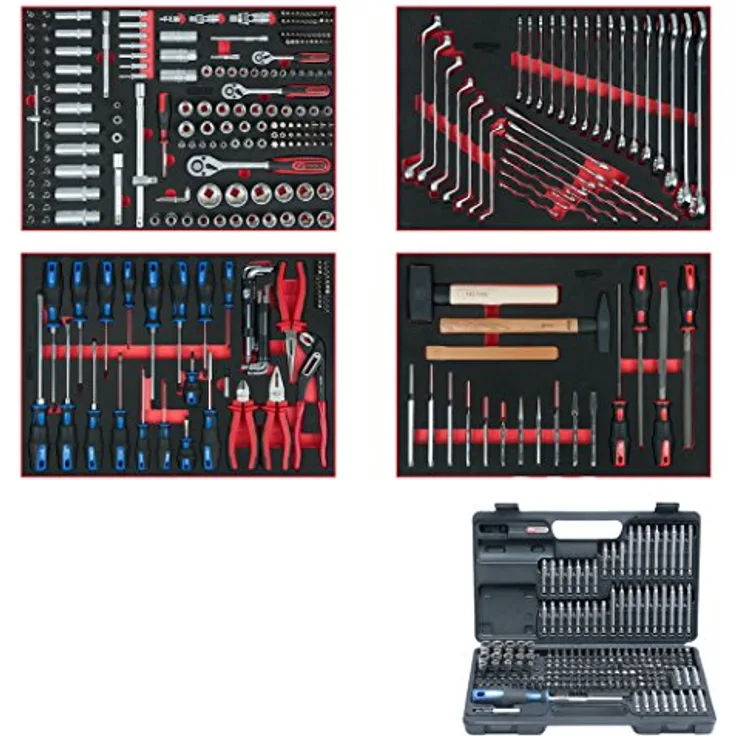 KS Tools Werkzeugkoffer, Universal Systemeinlagen-Satz mit 515 hochwertigen Werkzeugen, öl- und chemikalienbeständig
