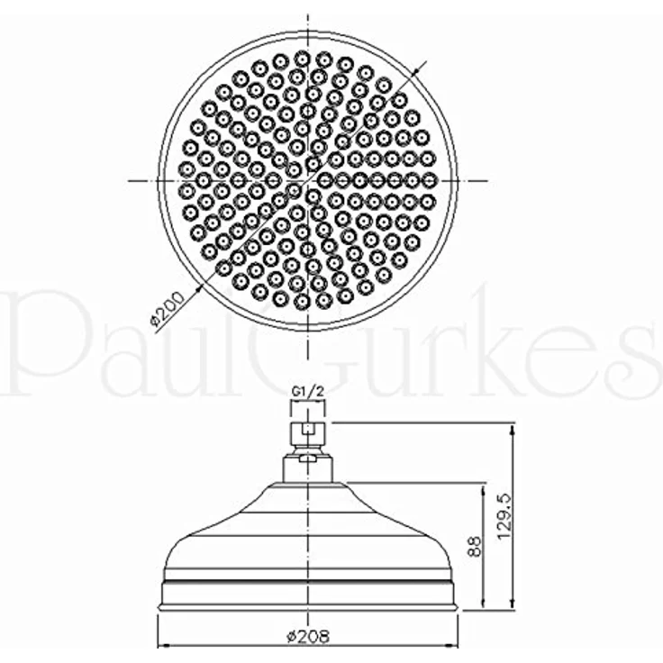 PaulGurkes Duscharmatur PGSETRETRO1OA, Duschgarnitur aus massivem Messing mit verchromter Kopfbrause Ø 20 cm und Handbrause mit Keramikgriff, stufenlos verstellbar, 150 cm Brauseschlauch – Bild 7