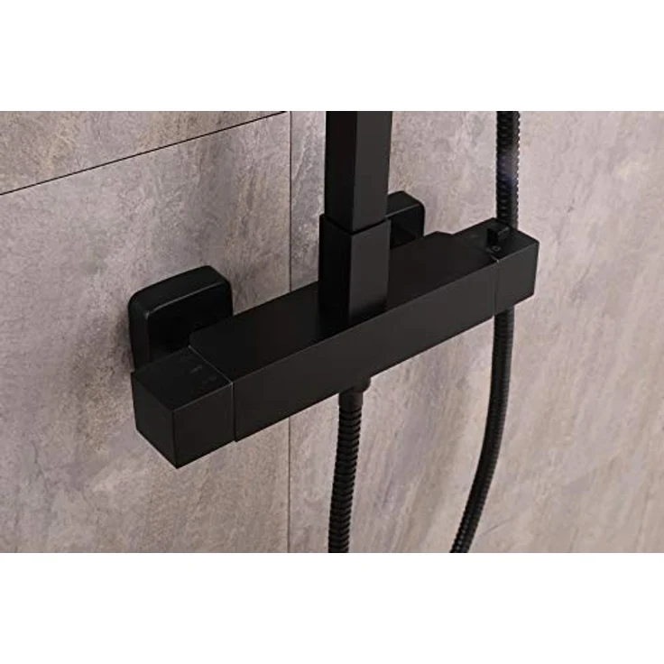 Bernstein Duschsystem 8921B Basic in Schwarz mit optionalem eckigem Edelstahl-Duschkopf - Preisvergleich – Bild 3