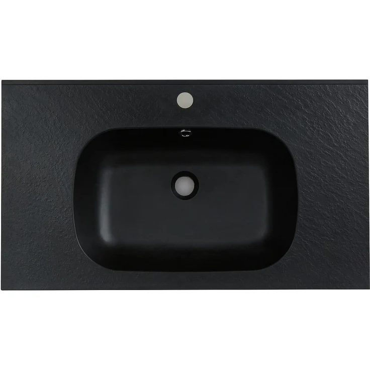 Vente-unique Waschbecken OKIWA Hars, schwarz, 80 x 46 cm, matte Oberfläche, Einbau ohne Überlauf