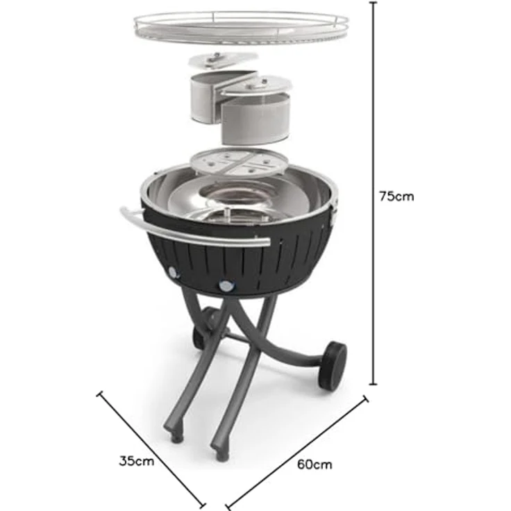 LotusGrill LG-AN-600 Holzkohlegrill, Anthrazitgrau, XXL, 78x78x48 cm – Bild 6
