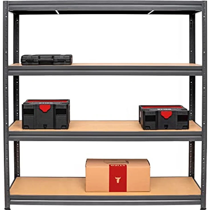 STIER Schwerlast-Fachbodenregal, maximale Fachlast 500kg, HxBxT 1770x1800x450 mm, stabiles Stahlgestell, einfach zu montieren – Bild 3