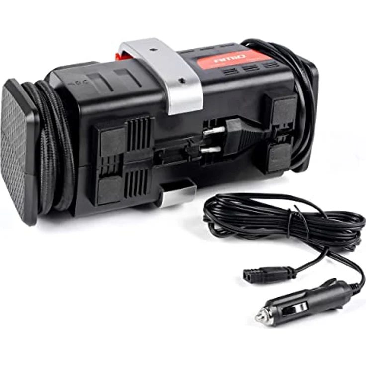 AMiO Luftkompressor 12V / 230V, 150 Psi, tragbar mit 55 cm Druckschlauch und Manometer – Bild 6