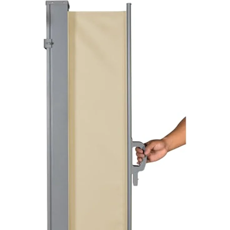 SVITA Seitenmarkise ausziehbar freistehend Sichtschutz 300x160 cm Beige, UV-Schutz 50+, blickdicht – Bild 3