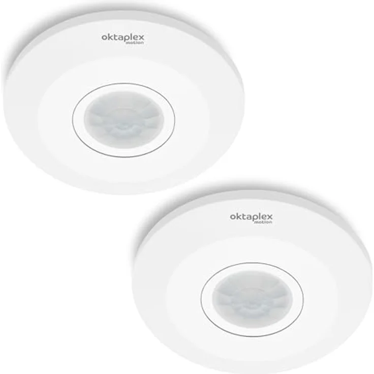 Oktaplex motion Oktaplex Ina 2er Set Bewegungsmelder Innen 360 Grad 8m Reichweite PIR-Sensor Deckenmontage LED geeignet weiß Aufputz 230V – Bild 1