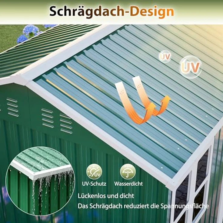 Thanaddo Gartenhaus 8x6 ft, multifunktionaler Gartenschuppen mit Sprossenfenstern, wasserdicht und UV-geschützt – Bild 8