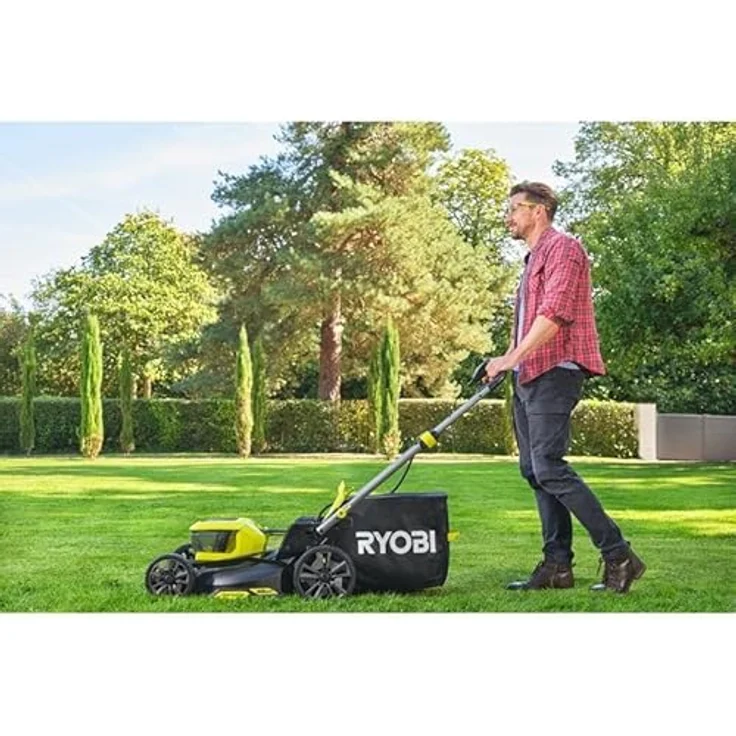 Ryobi ONE+ Akku-Rasenmäher RY18LMX46A-250, 46 cm Schnittbreite, 2x 18 V 5 Ah Akkus, bürstenloser Motor, 7-stufige Schnitthöhenverstellung – Bild 5
