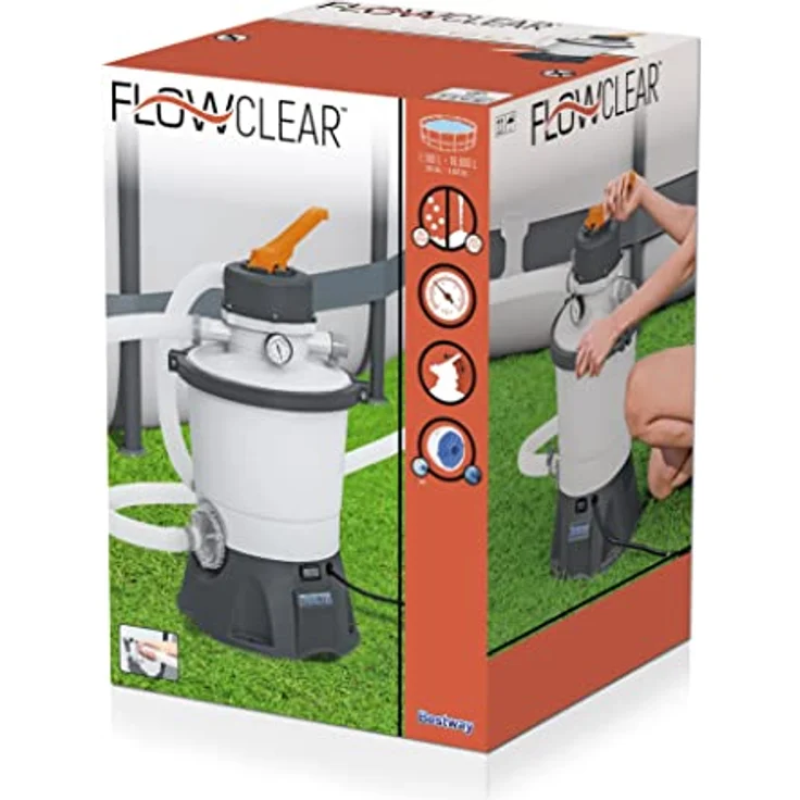 Bestway Flowclear Sandfilteranlage, 3.028 l/h, 85 W, korrosionsbeständig mit 6-Wege-Ventil und integriertem Vorfilter – Bild 3