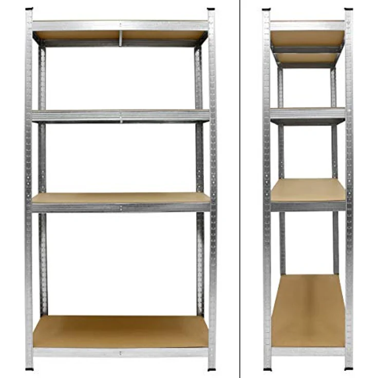 ECD Germany 2x Werkstattregal Schwerlastregal 160x80x40cm bis 320kg belastbar verzinktes Metall 4 MDF-Platten höhenverstellbar Lagerregal Steckregal Kellerregal Garagenregal Metallregal Regal Werkbank, robuste Metallkonstruktion – Bild 3