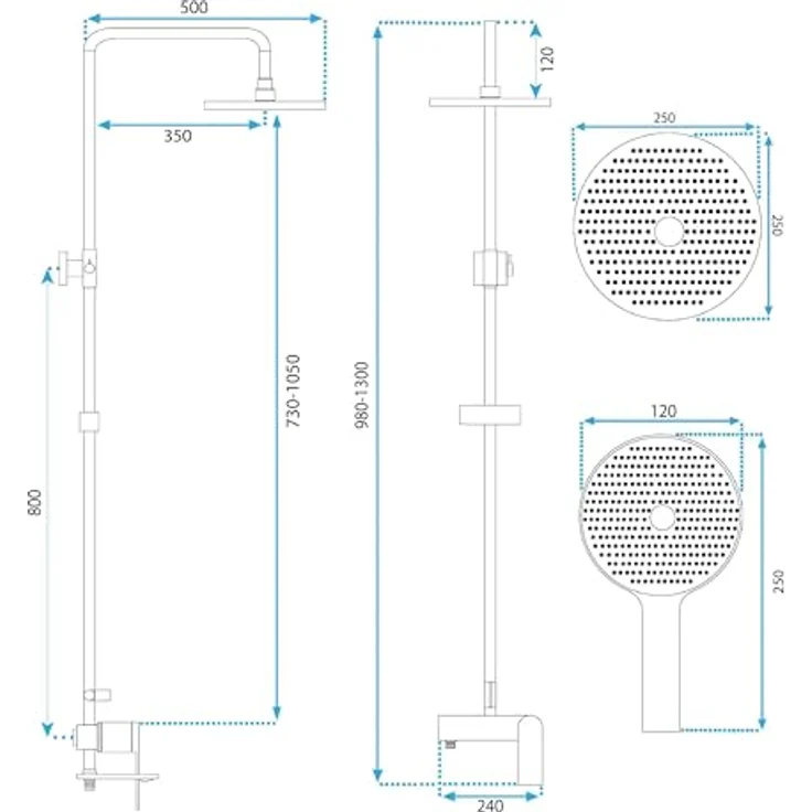 wohnwerk.idee Avalon Duschsystem, Duscharmatur mit Regendusche Ø 25 cm, Gold Matt Schwarz Grau Kupfer – Bild 8
