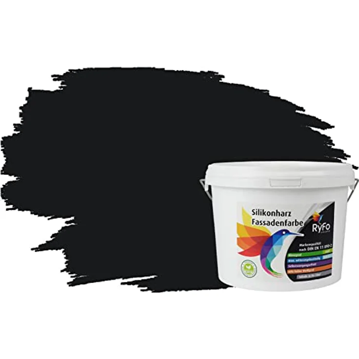 RyFo Colors Silikonharz Fassadenfarbe Lotuseffekt Trend Schwarz 3l - bunte Fassadenfarbe, weitere Grau Farbtöne und Größen erhältlich, Deckkraft Klasse 1 – Bild 2