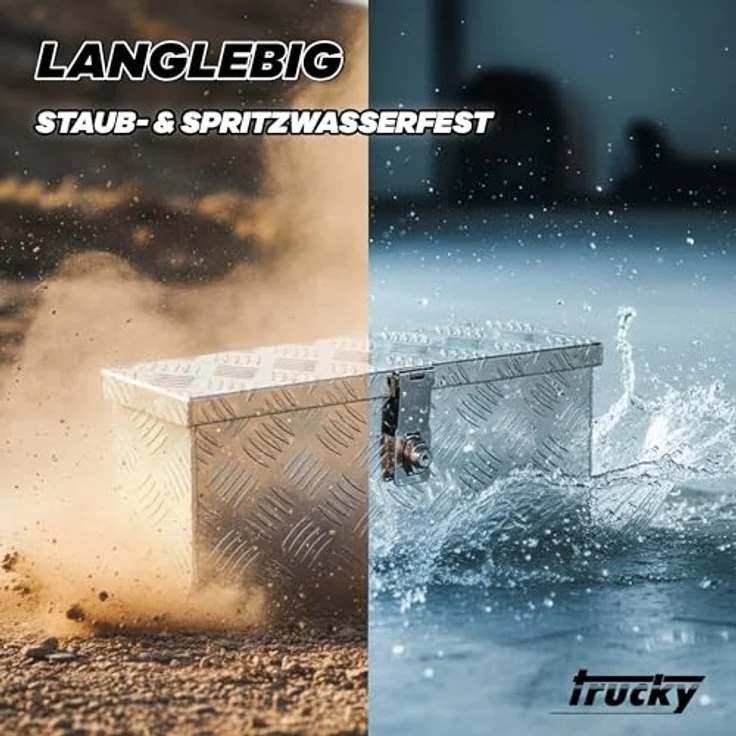 Trucky D015, Werkzeugbox aus Aluminium, 50 x 14 x 20 cm, mit Schlüssel und Ersatzschlüssel, verschließbar, robust – Bild 4