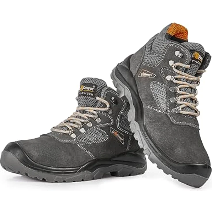U-Power Sicherheitsstiefel STYLE & BOB REAL S1P FO SR, Veloursleder, rutschhemmende PU/PU-Sohle, Größe 42, grau – Bild 4
