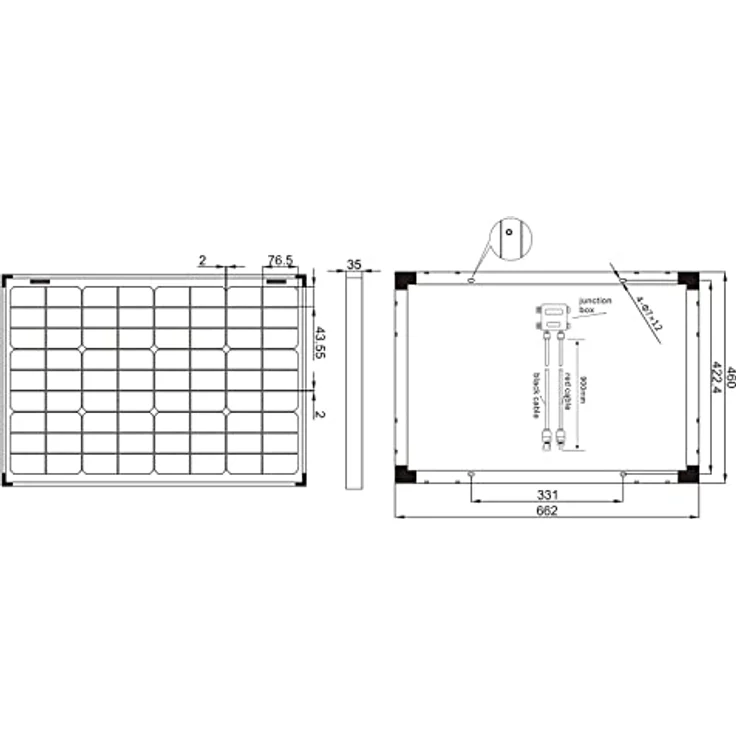 enjoy solar® Solarpanel Eco Line ES50M72, monokristallines 50W Solarmodul mit 36V und silbernem Rahmen, 158,75mm PERC-Zellen, TÜV zertifiziert – Bild 4