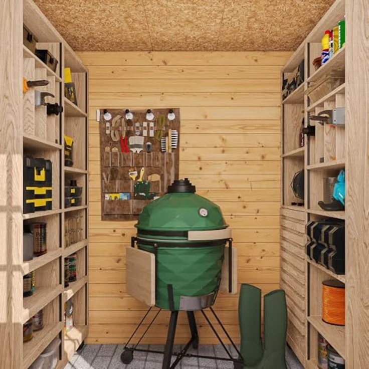TIMBELA Gartenhaus Holz - Geräteschuppen B204xL204xH202 cm, 3.53 m2, Wasserfestes Dach, Fahrrad Schuppen – Bild 5
