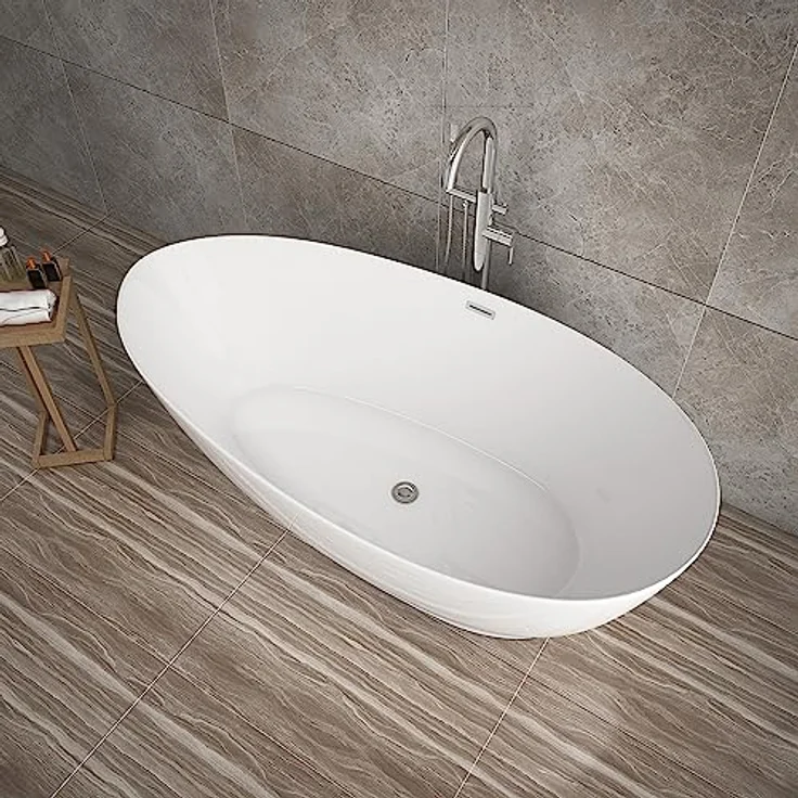 HOME DELUXE - freistehende Badewanne - DELIA, Weiß - Maße: ca. 180 x 90 x 58 cm - Füllmenge: 270 Liter, inkl. Überlaufschutz, Siphon und Verschluss I Spa, für 2 Personen – Bild 4