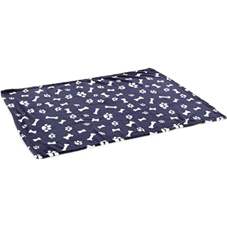 Flamingo Decke aus Fleece, Zuma Dunkelblau, Knochen/Pfote 70 x 100 cm – Bild 1