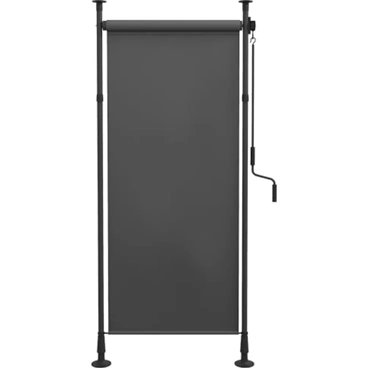 Outsunny Senkrechtmarkise mit Sonnenschutz, Balkonrollo 120 x 220-310cm Balkonsichtschutz mit Kurbel, Wetterfest Sichtschutz für Garten, Polyester, Dunkelgrau – Bild 1