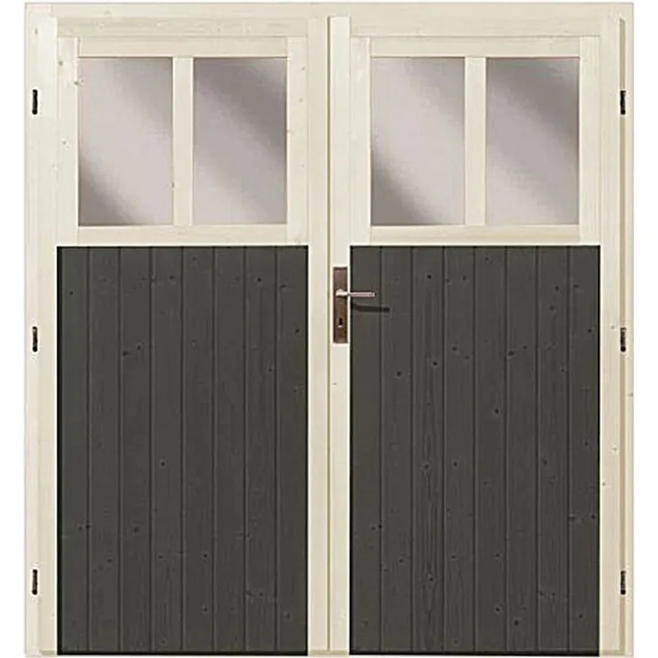 Karibu Doppelflügeltür Wandlitz 19 mm inkl. Türschloss und Rahmen terragrau