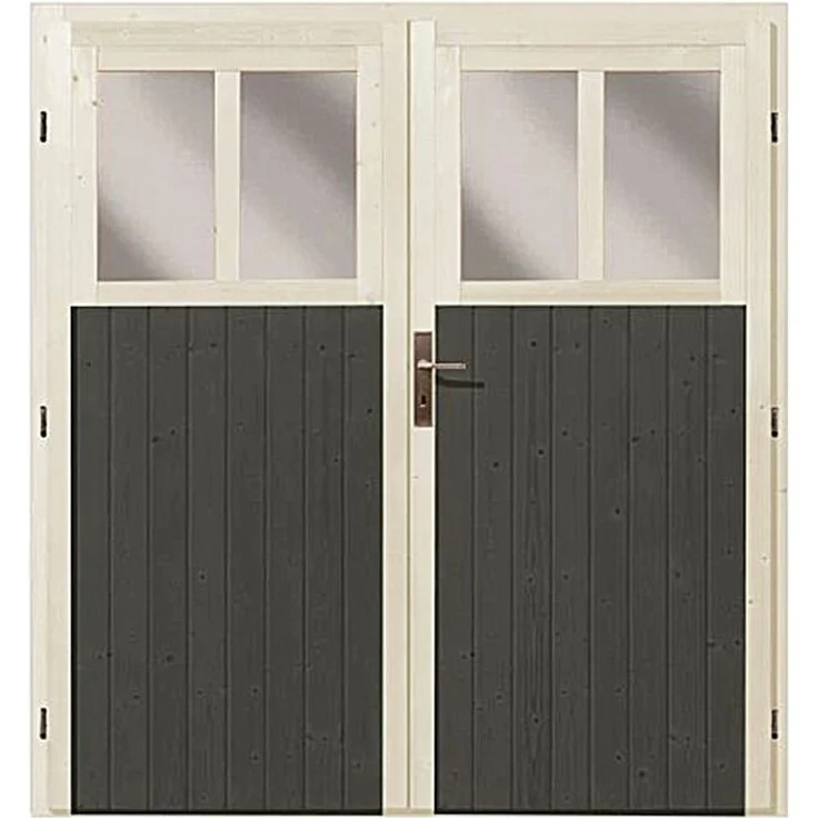 Karibu Doppelflügeltür Wandlitz 19 mm inkl. Türschloss und Rahmen terragrau