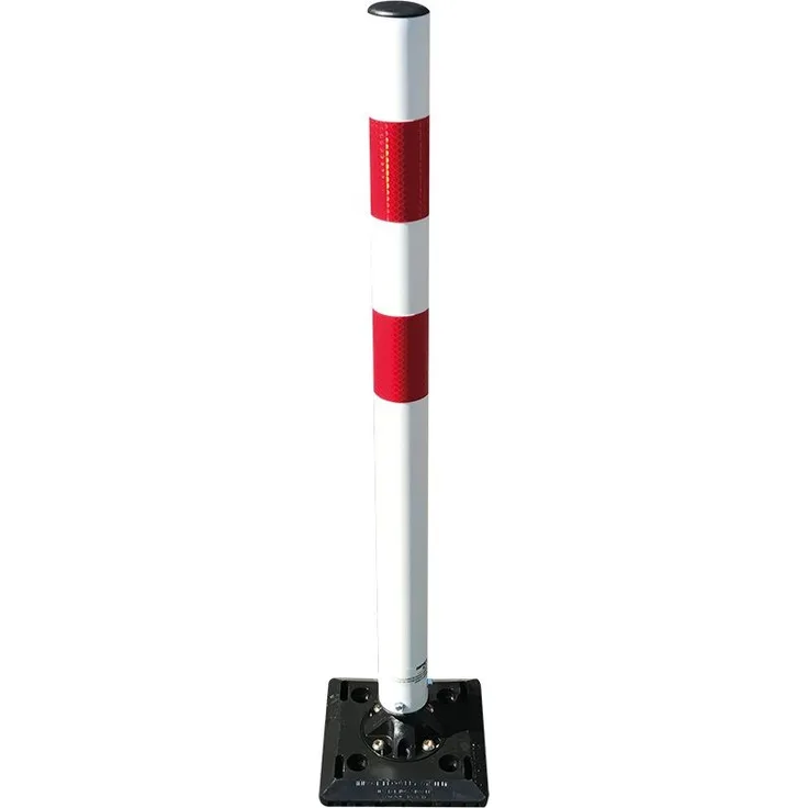Schake Kunststoffpfosten KICKBACK © Poller Ø 60 mm, Dübelbefestigung mit Quick Release gelb mit schwarzen streifen