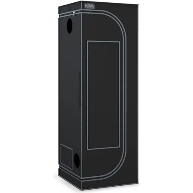 NovaGrove Growzelt 60x60x180cm, Growbox mit 1680D robuster Außenschicht, hochreflektierender Diamant-Aluminium-Innenbeschichtung, schwarz – Bild 1