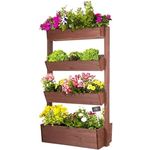 empasa Vertikales Hochbeet 'Raise 4' aus Holz Blumenkasten Pflanzkübel Frühbeet Kräuterbeet mit Vier Etagen, Pflanztreppe für Balkon, Terrasse und Garten, 85 cm x 45 cm x 141 cm