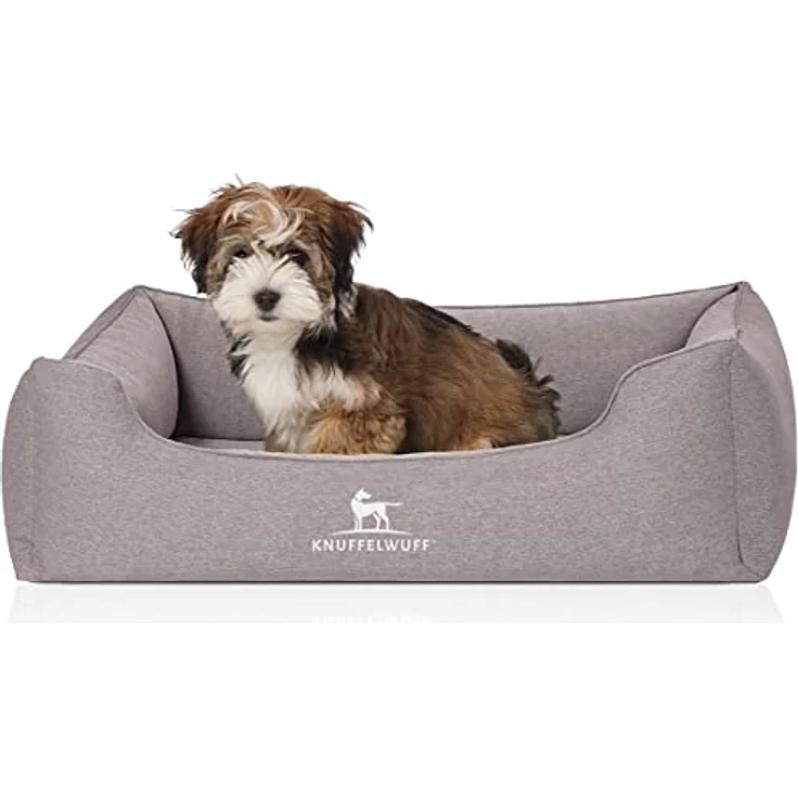 Knuffelwuff Orthopädisches Hundebett Leano aus Velours mit Handwebcharakter M-L 85 x 63cm Grau – Bild 1