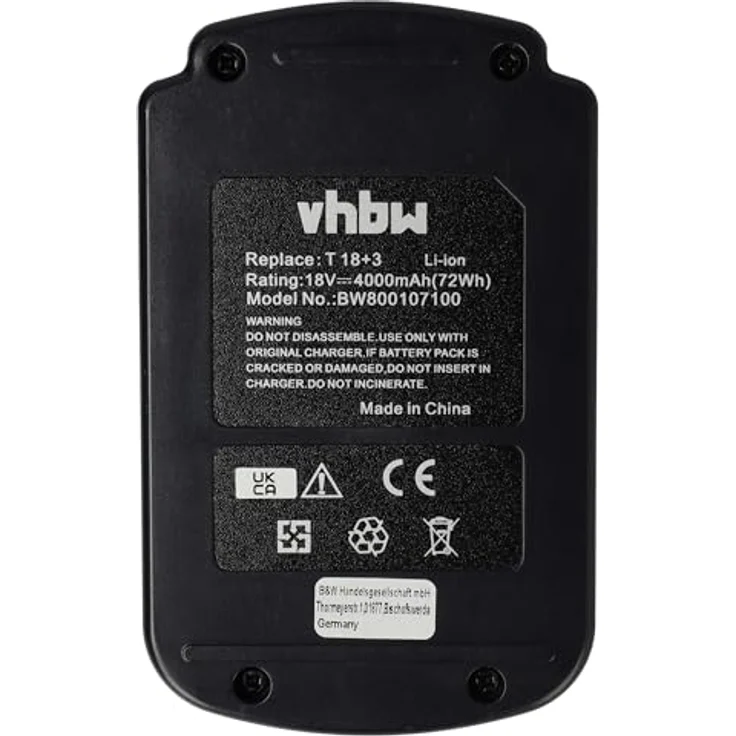 vhbw Akku Ersatz für Festo / Festool BPC 18 Li, 4000 mAh, Li-Ion, 18 V, schwarz – Bild 3